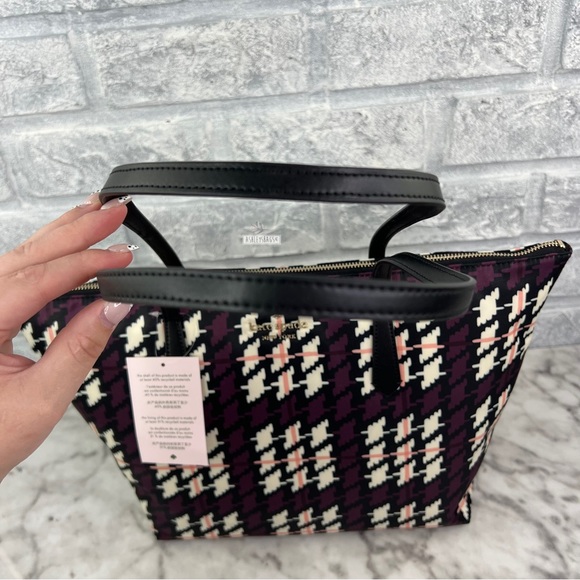 Kate Spade Kitt Houndstooth Multi Print Large Shoulder Bag Tote - Picture 5 of 11